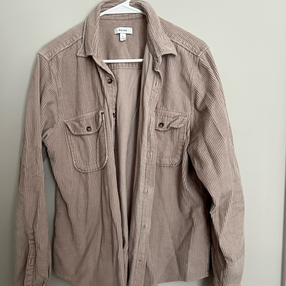 Reiss Corduroy Shacket in Taupe-Neutral